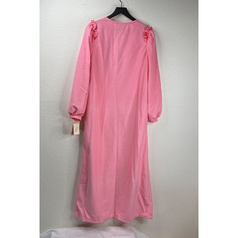 Vintage Vandemere Robe Womens Pink Sz L Brushed Fleece Cottage Core Grandma NWT - Picture 3 of 9